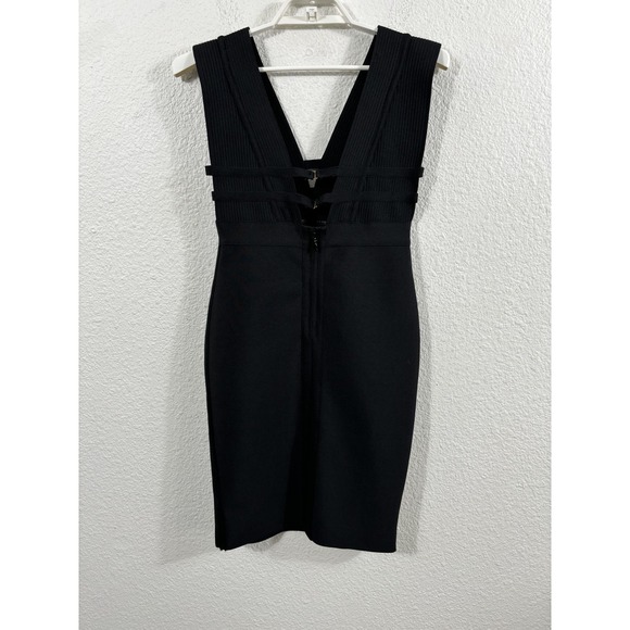 Bella Barnett Dress Womens Large Black Bandage Sleeveless V Neck Cocktail Mini - Picture 4 of 8